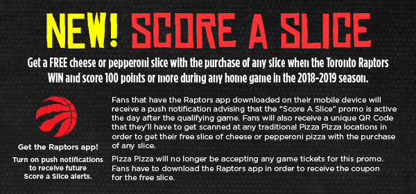 Toronto Raptors “Score A Slice” image contest banner